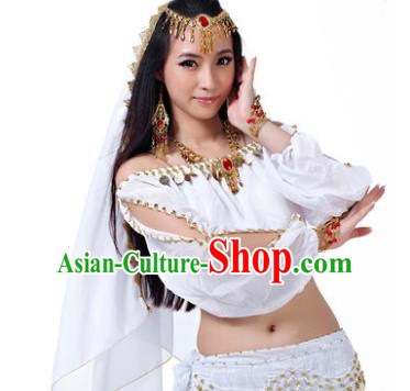 Asian Indian Belly Dance Hair Accessories Frontlet and White Veil for Women