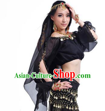 Asian Indian Belly Dance Hair Accessories Frontlet and Black Veil for Women