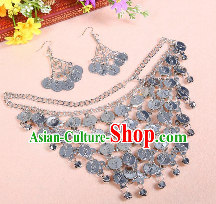 Asian Indian Belly Dance Accessories India National Dance Necklace and Earrings for Women