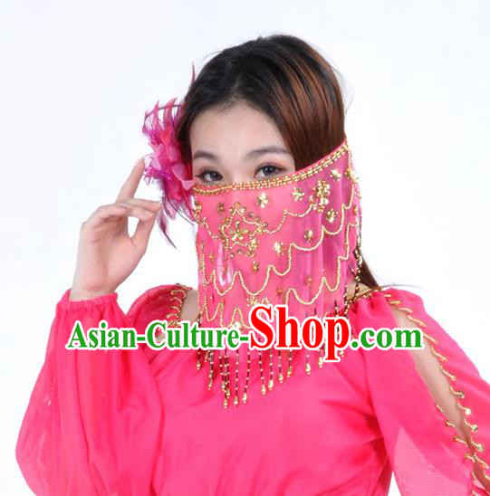 Asian Indian Belly Dance Rosy Veil India National Dance Mask Veil for Women