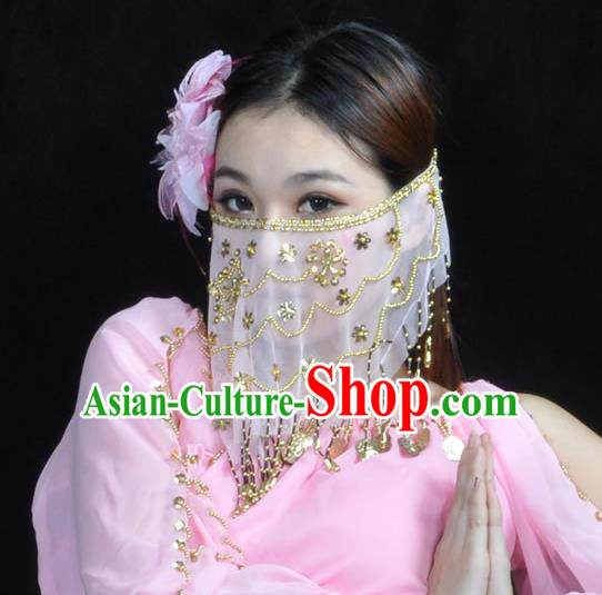 Asian Indian Belly Dance White Veil India National Dance Mask Veil for Women