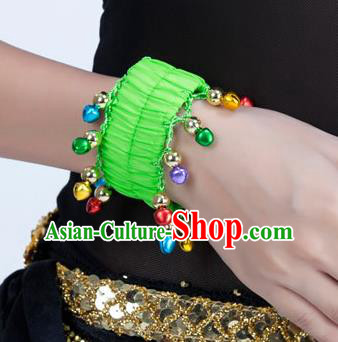 Oriental Indian Belly Dance Accessories Light Green Bracelets India Raks Sharki Bells Bangle for Women