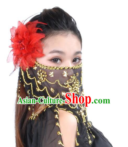 Asian Indian Belly Dance Black Veil India National Dance Mask Veil for Women