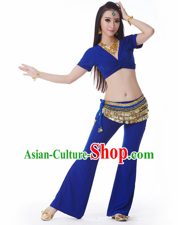 Asian Indian Belly Dance Costume Stage Performance Yoga Royalblue Outfits, India Raks Sharki Dress for Women