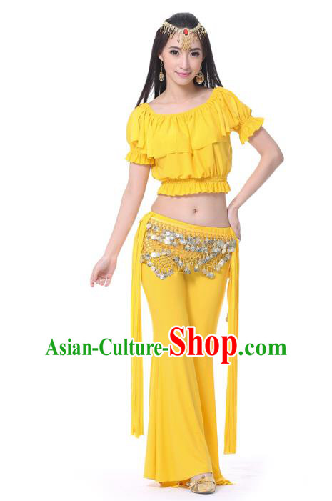 Indian Belly Dance Yellow Uniform India Raks Sharki Dress Oriental Dance Rosy Clothing for Women