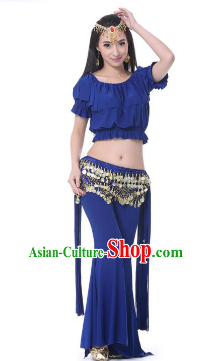 Indian Belly Dance Navy Uniform India Raks Sharki Dress Oriental Dance Rosy Clothing for Women