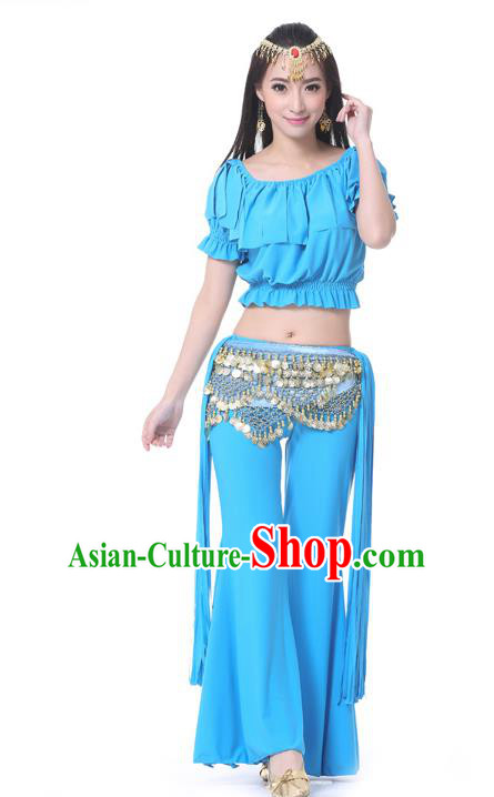 Indian Belly Dance Blue Uniform India Raks Sharki Dress Oriental Dance Rosy Clothing for Women