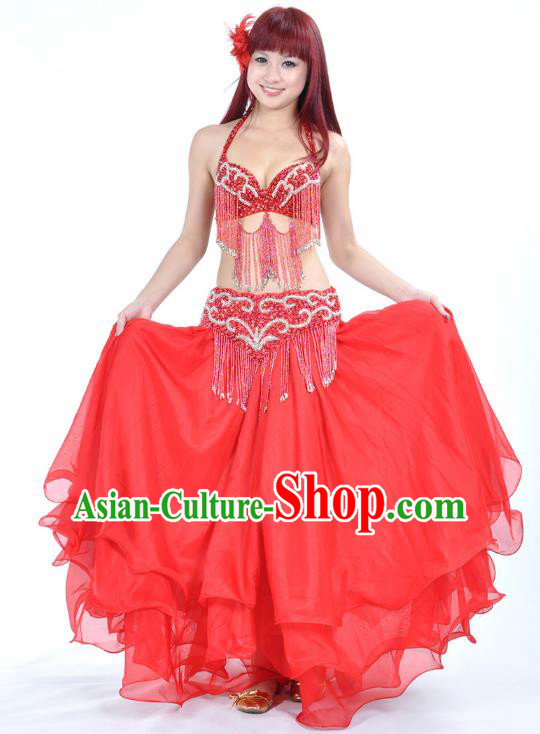 Indian Belly Dance Red Costume India Raks Sharki Dress Oriental Dance Clothing for Women