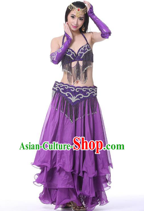 Indian Belly Dance Purple Costume India Raks Sharki Dress Oriental Dance Clothing for Women