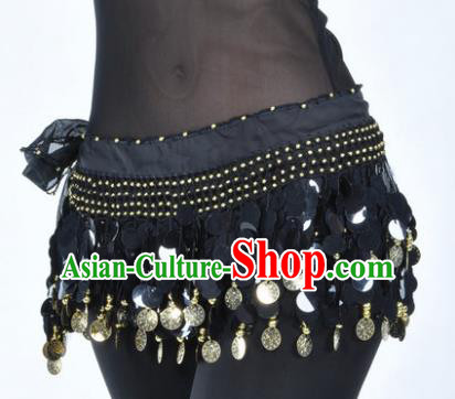 Indian Traditional Belly Dance Black Tassel Belts Waistband India Raks Sharki Waist Accessories for Women