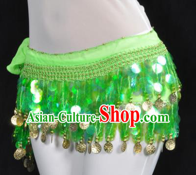 Indian Traditional Belly Dance Green Tassel Belts Waistband India Raks Sharki Waist Accessories for Women