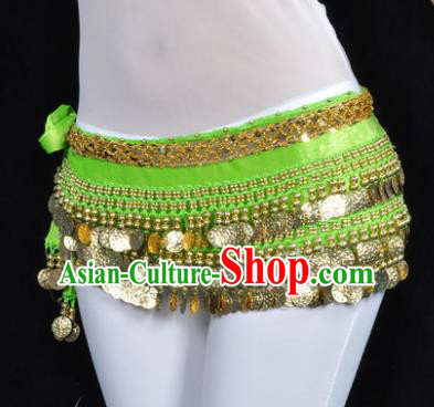 Asian Indian Belly Dance Paillette Green Waist Accessories Waistband India Raks Sharki Belts for Women