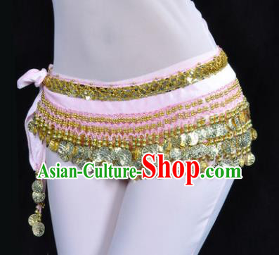 Asian Indian Belly Dance Paillette Pink Waist Accessories Waistband India Raks Sharki Belts for Women