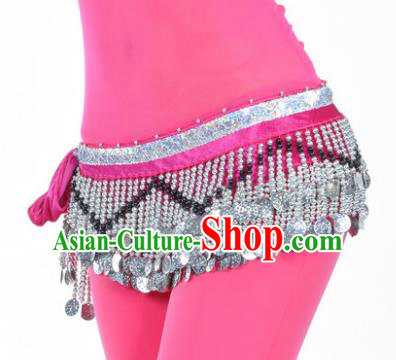 Indian Traditional Belly Dance Paillette Rosy Belts Waistband India Raks Sharki Waist Accessories for Women