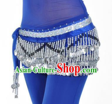 Indian Traditional Belly Dance Paillette Royalblue Belts Waistband India Raks Sharki Waist Accessories for Women