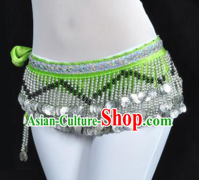 Indian Traditional Belly Dance Paillette Green Belts Waistband India Raks Sharki Waist Accessories for Women