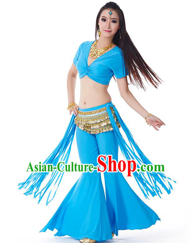 Indian Belly Dance Costume India Raks Sharki Blue Uniform Oriental Dance Clothing for Women