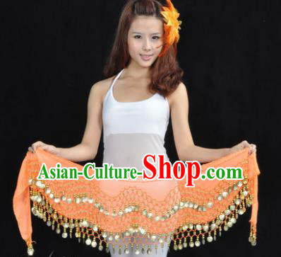Asian Indian Belly Dance Waist Accessories Orange Waistband India Raks Sharki Belts for Women