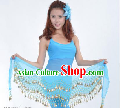 Asian Indian Belly Dance Waist Accessories Blue Waistband India Raks Sharki Belts for Women