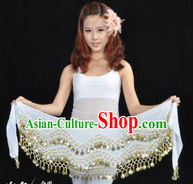 Asian Indian Belly Dance Waist Accessories White Waistband India Raks Sharki Belts for Women