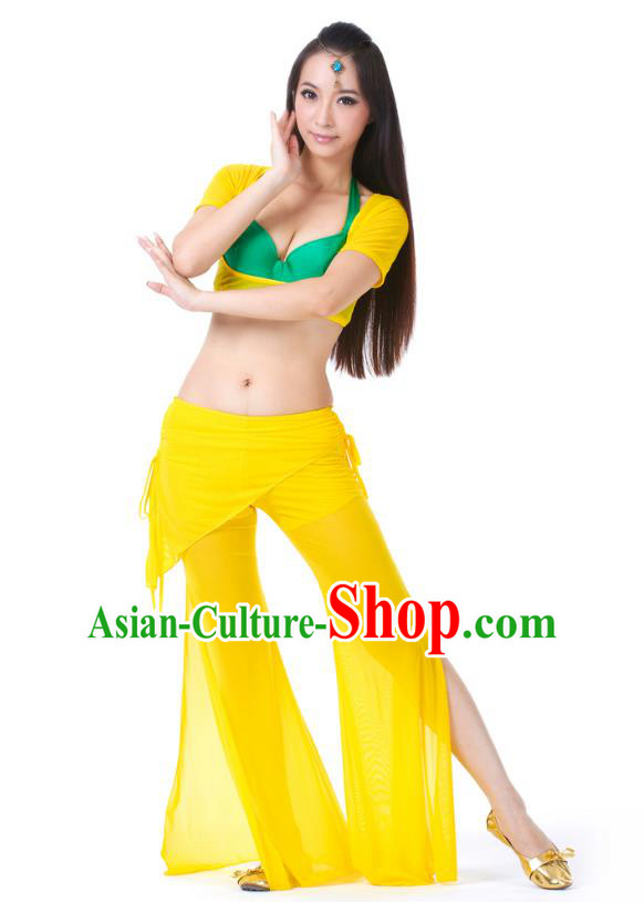 Asian Indian Belly Dance Yellow Uniform India Raks Sharki Dress Oriental Dance Clothing for Women