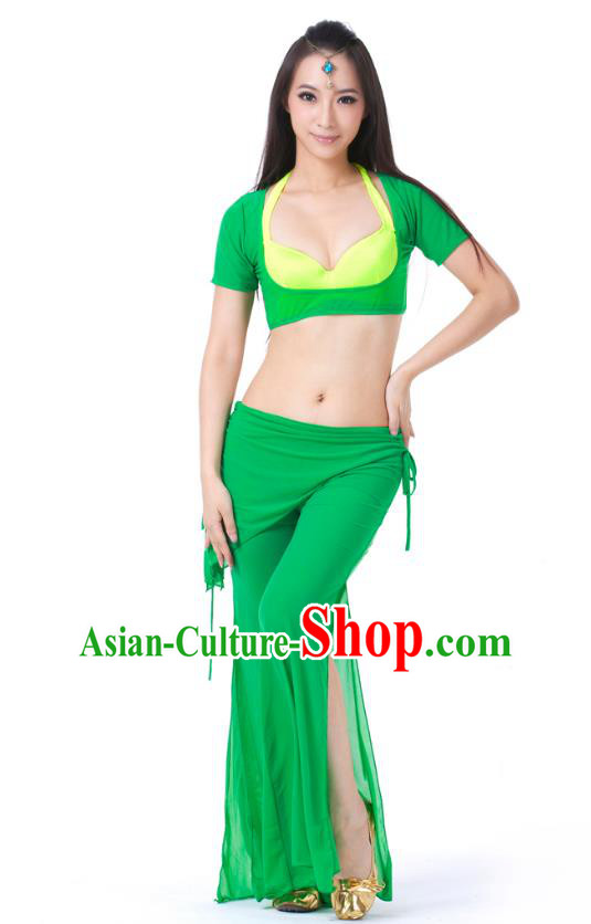 Asian Indian Belly Dance Green Uniform India Raks Sharki Dress Oriental Dance Clothing for Women