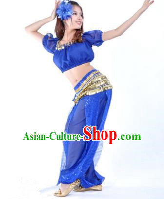 Asian Indian Belly Dance Costume Stage Performance Yoga Royalblue Uniform, India Raks Sharki Dress for Women