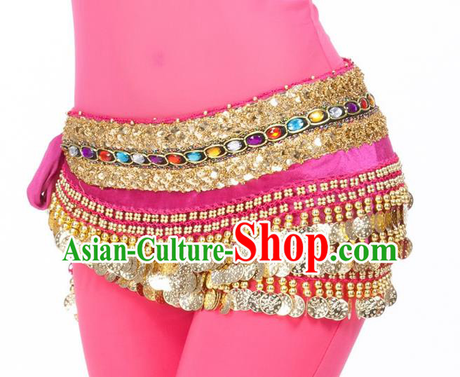 Asian Indian Belly Dance Diamante Waist Accessories Rosy Waistband India Raks Sharki Belts for Women