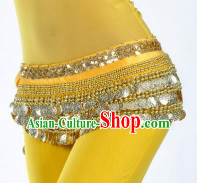 Asian Indian Traditional Belly Dance Yellow Waist Accessories Waistband India Raks Sharki Belts for Women