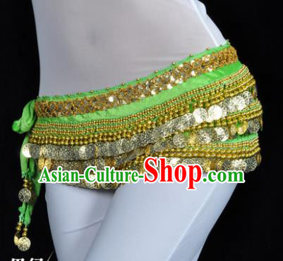 Asian Indian Traditional Belly Dance Light Green Waist Accessories Waistband India Raks Sharki Belts for Women