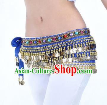 Asian Indian Traditional Belly Dance Royalblue Belts Waistband India Raks Sharki Waist Accessories for Women