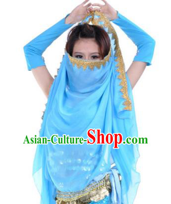 Asian Indian Belly Dance Accessories Yashmak India Traditional Dance Blue Veil for for Women
