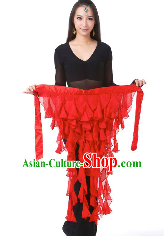 Indian Traditional Belly Dance Belts Red Hip Scarf Waistband India Raks Sharki Waist Accessories for Women