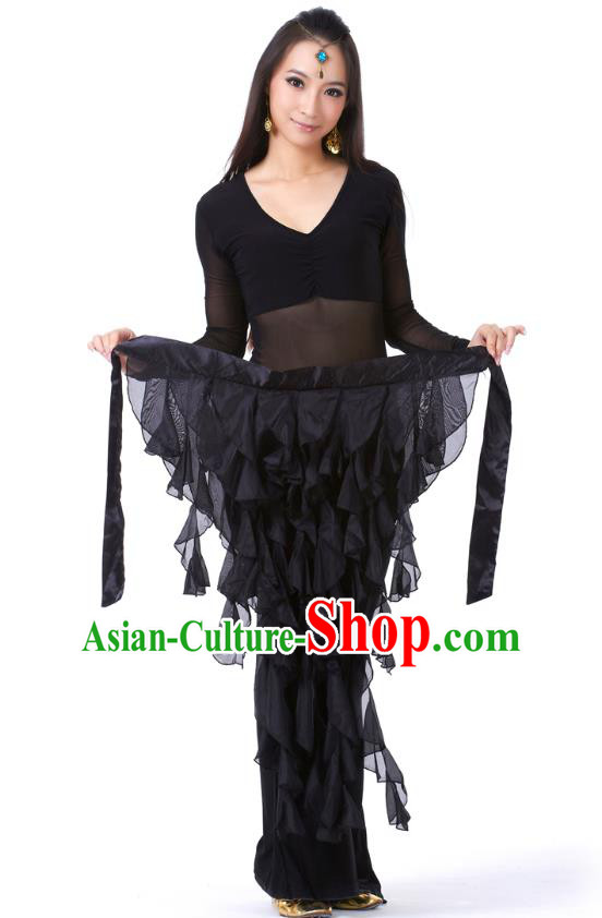 Indian Traditional Belly Dance Belts Black Hip Scarf Waistband India Raks Sharki Waist Accessories for Women