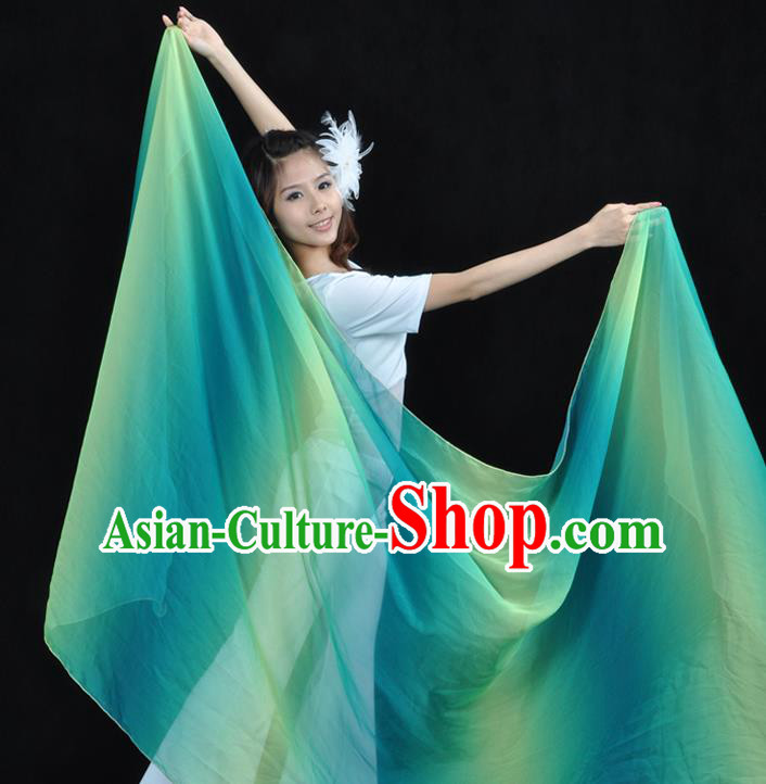 Asian Indian Belly Dance Accessories Gradient Green Gauze Kerchief India Traditional Dance Scarf for for Women