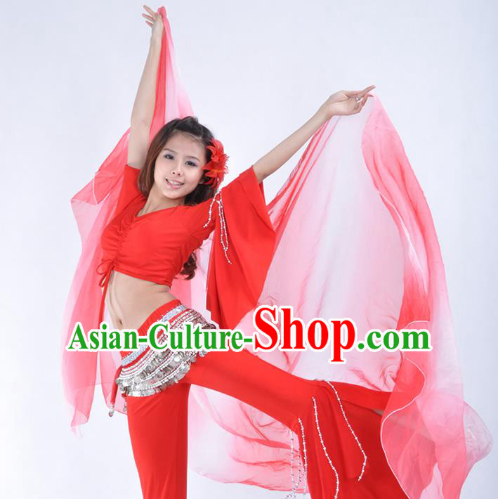 Asian Indian Belly Dance Accessories Red Gauze Kerchief India Traditional Dance Scarf for for Women