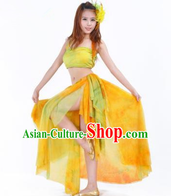 Indian Belly Dance Yoga Yellow Dress, India Raks Sharki Dance Clothing for Women