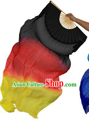 China Folk Dance Three-colour Folding Fans Yanko Dance Black Silk Fans for for Women