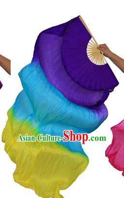 China Folk Dance Three-colour Folding Fans Yanko Dance Purple Silk Fans for for Women