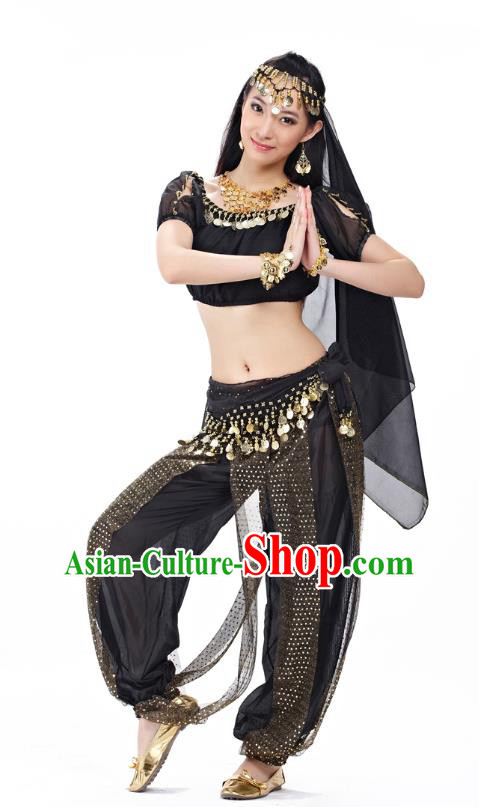 Top Indian Bollywood Belly Dance Costume Oriental Dance Black Dress, India Raks Sharki Clothing for Women