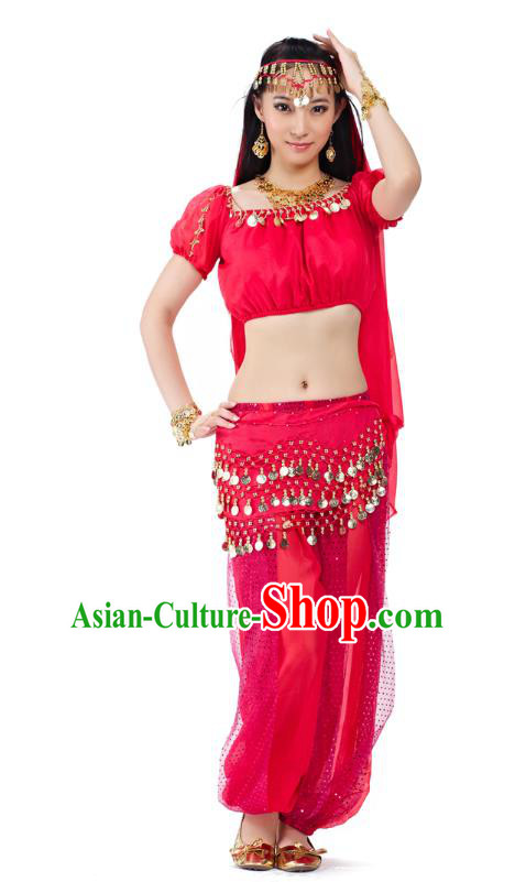 Top Indian Bollywood Belly Dance Costume Oriental Dance Rosy Dress, India Raks Sharki Clothing for Women