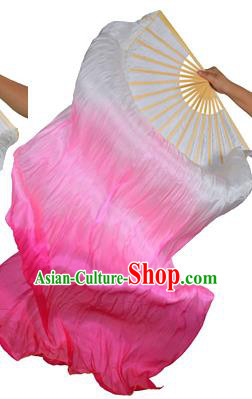 China Folk Dance Folding Fans Yanko Dance White Pink Silk Fans for for Women