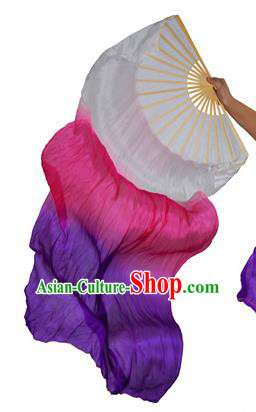 China Folk Dance Folding Fans Yanko Dance Rosy Purple Silk Fans for for Women