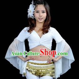 Indian Oriental Dance Belly Dance Costume Upper Outer Garment India Raks Sharki White Blouse for Women