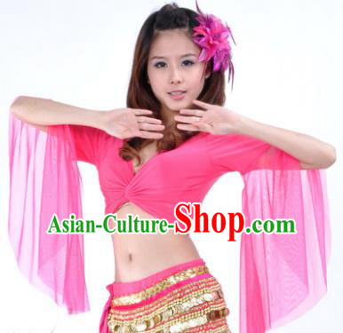 Indian Oriental Dance Belly Dance Costume Upper Outer Garment India Raks Sharki Rosy Blouse for Women