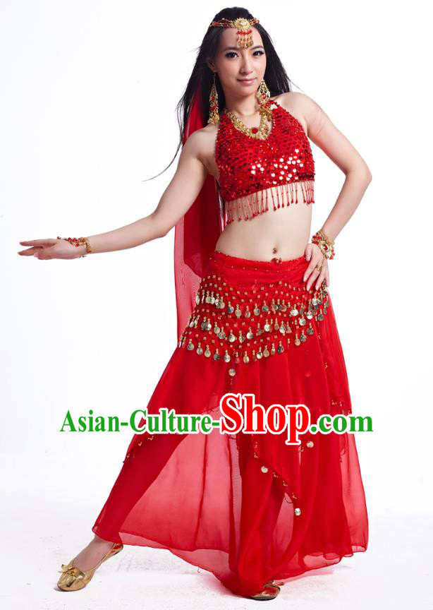 Indian Belly Dance Costume Oriental Dance Red Dress, India Raks Sharki Bollywood Dance Clothing for Women