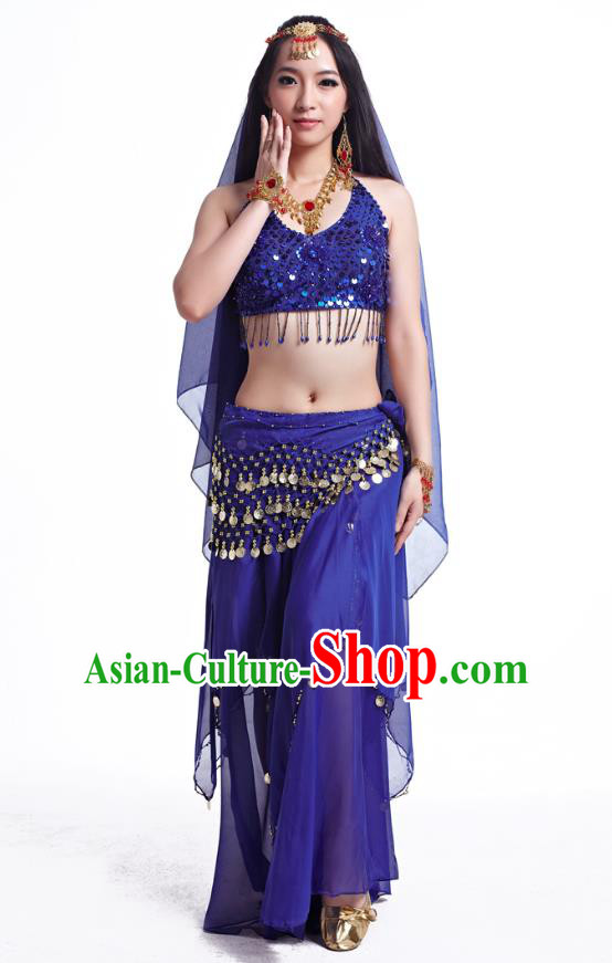Indian Belly Dance Costume Oriental Dance Royalblue Dress, India Raks Sharki Bollywood Dance Clothing for Women