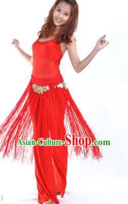 Indian Belly Dance Yoga Red Suits, India Raks Sharki Dance Clothing for Women