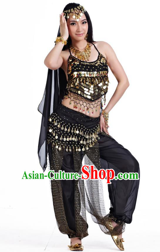 Indian Belly Dance Costume Bollywood Oriental Dance Black Clothing for Women