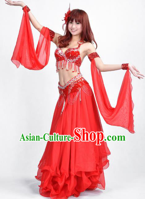 Indian Belly Dance Red Dress Bollywood Oriental Dance Clothing for Women
